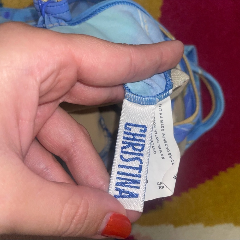 Christina Vintage One Piece Blue Swimsuit Small - Picture 6 of 7
